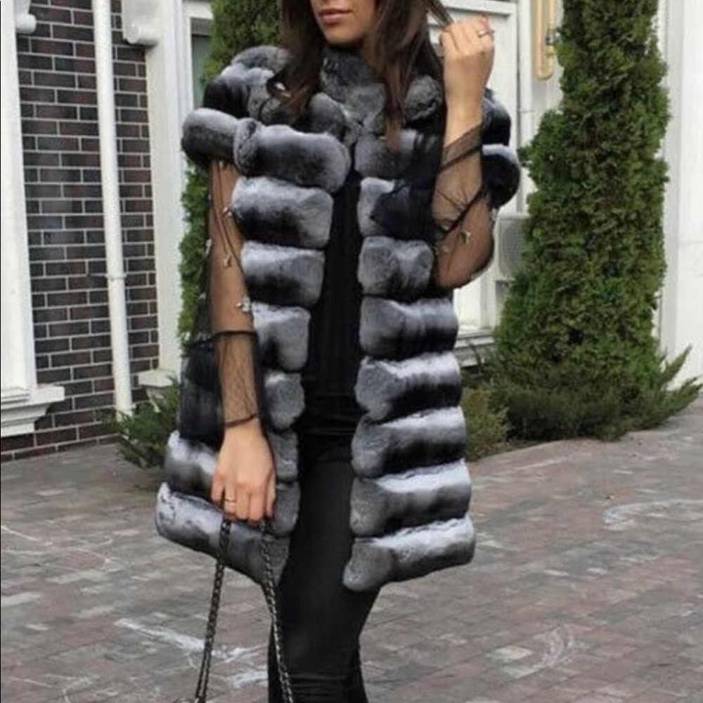 Chinchilla vest real fur